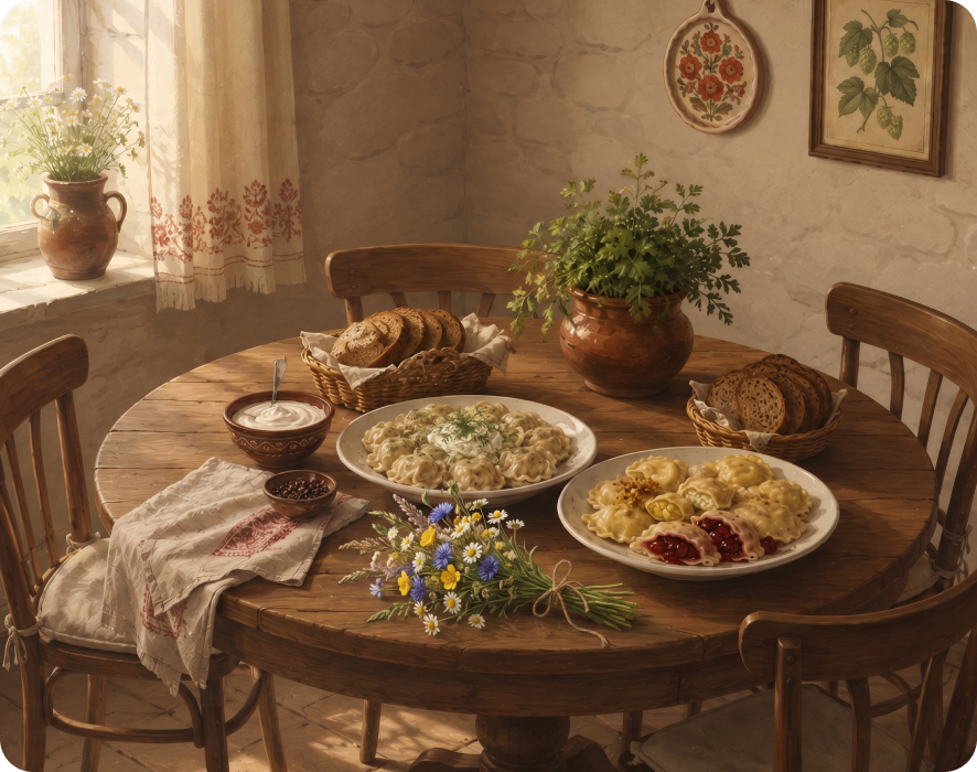 Домашний стол с продукцией Умельцево